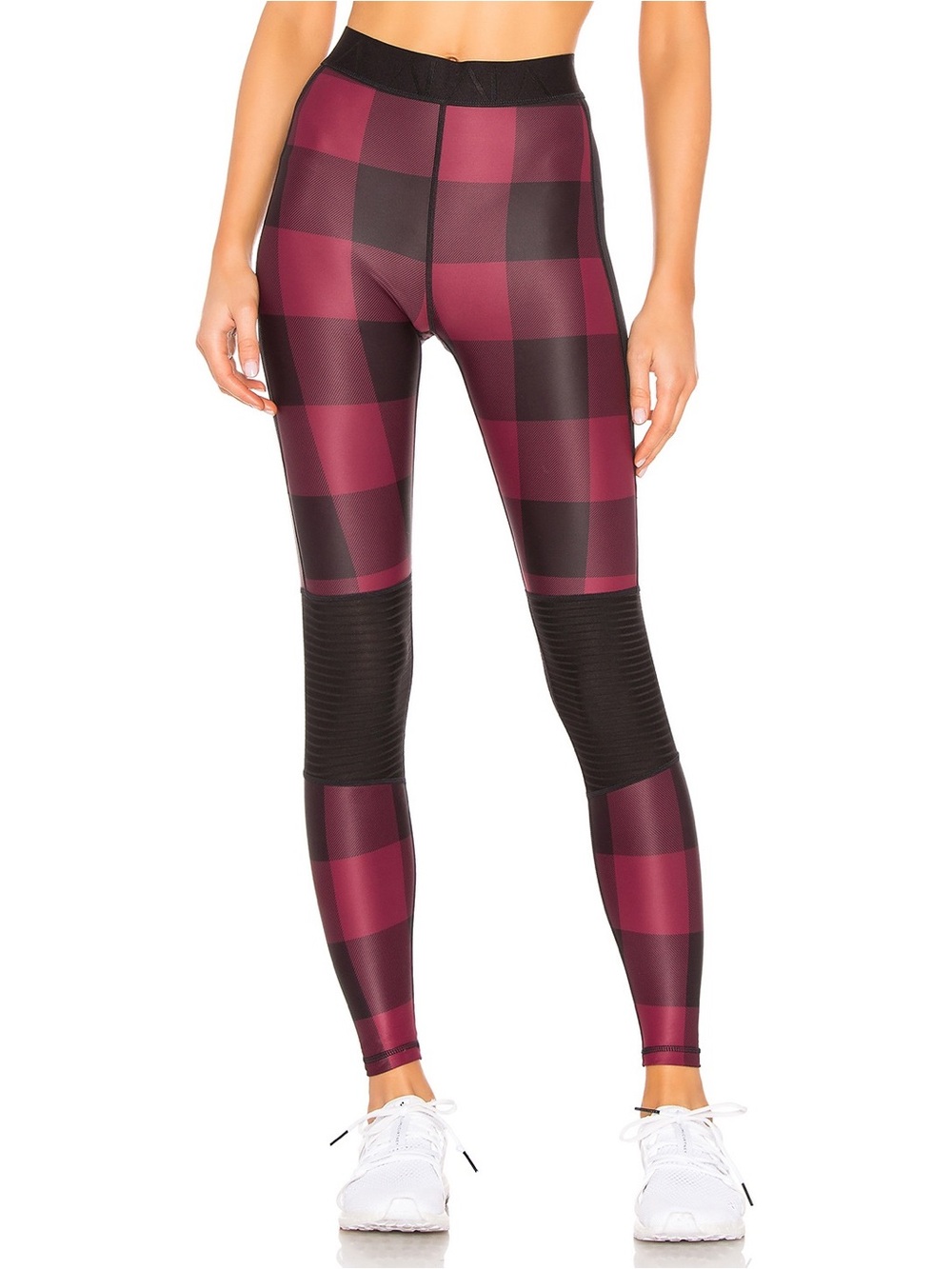 NWT Alala High Waist Legging Red Black Moto Buffalo Check Plaid XS Active New